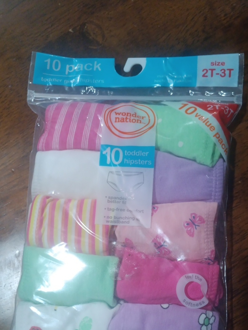 wonder nation 10-Pack Toddler Hipsters – Pink, Purple, Mint & White